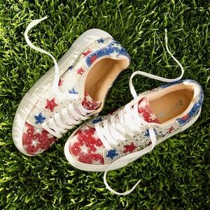 Betsey Johnson Sidny Stars Sneakers USA July 4th America Women's Size 9.5 NEW
